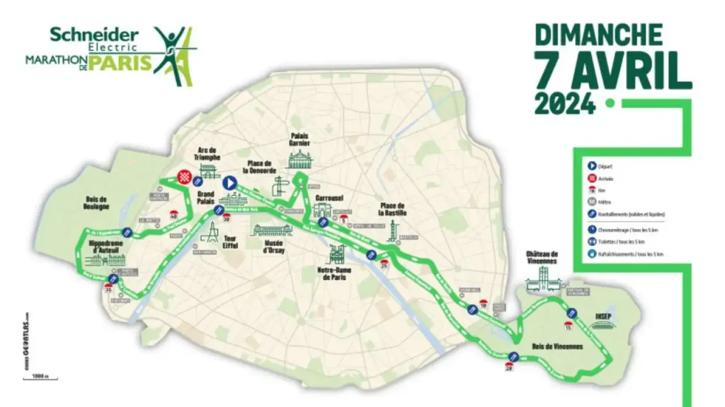 施耐德电气Schneider Electric举办的巴黎马拉松比赛路线