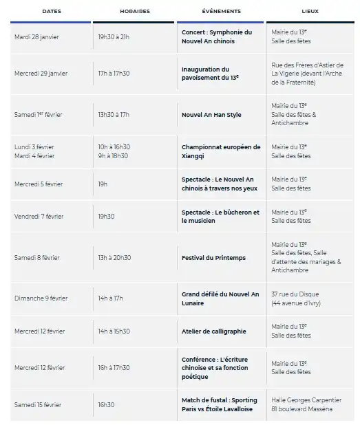 巴黎13区新春活动合集官方时间表